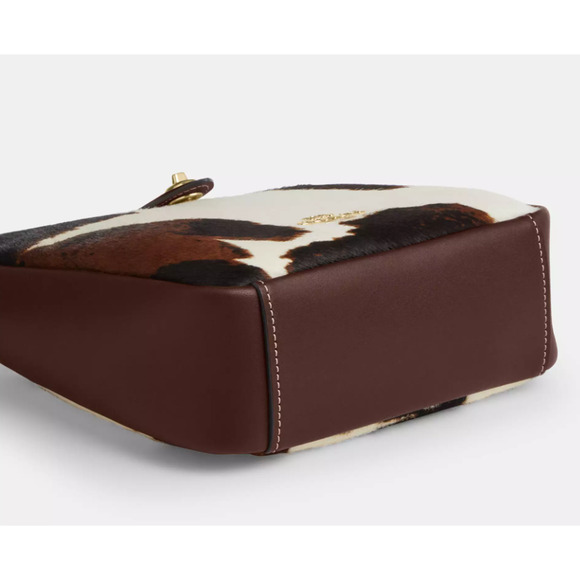 Best price ‼️Coach Hadley Mini Crossbody Bag Cow Print And Tassel CCE14 - Picture 13 of 16